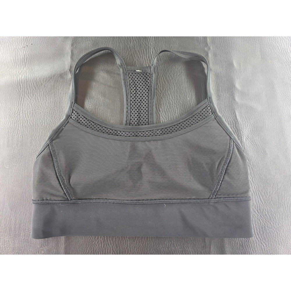 Lululemon Invigorate Bra Black Mesh Racerback Sports Bra Size 8 W7AW0S